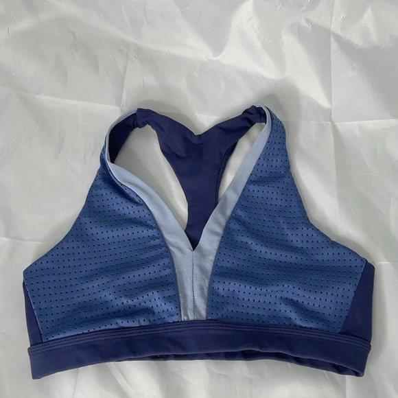 AERIE Bundle of Two Sports Bras Steel Blue Olive Green Stretch M As Is - Picture 2 of 12